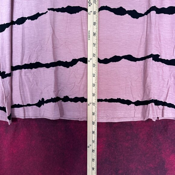 DILIUXING PINK STRIPED WOMEN SHIRT/TUNIC TOP, RUFFLE SHORT SLEEVE, 3XL - Picture 9 of 11